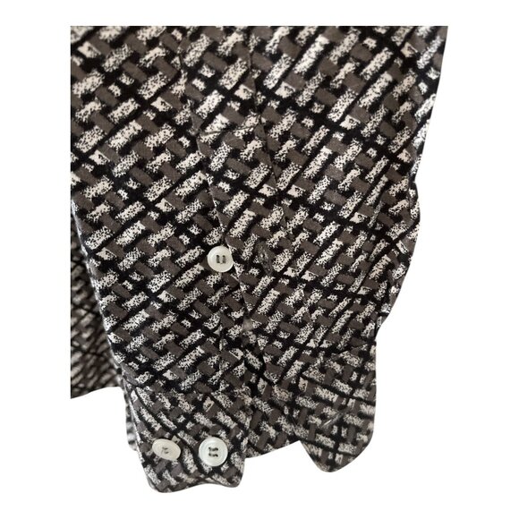 Vintage Guess “Classic” Long-Sleeve Shirt – XL – Geometric Rayon-Linen Blend – C - Picture 4 of 4